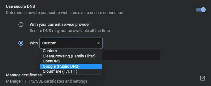 chrome-dns